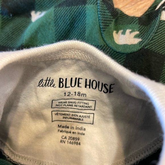 The Little Blue House by Hatley union suit in green and cream bear plaid print - Picture 5 of 5
